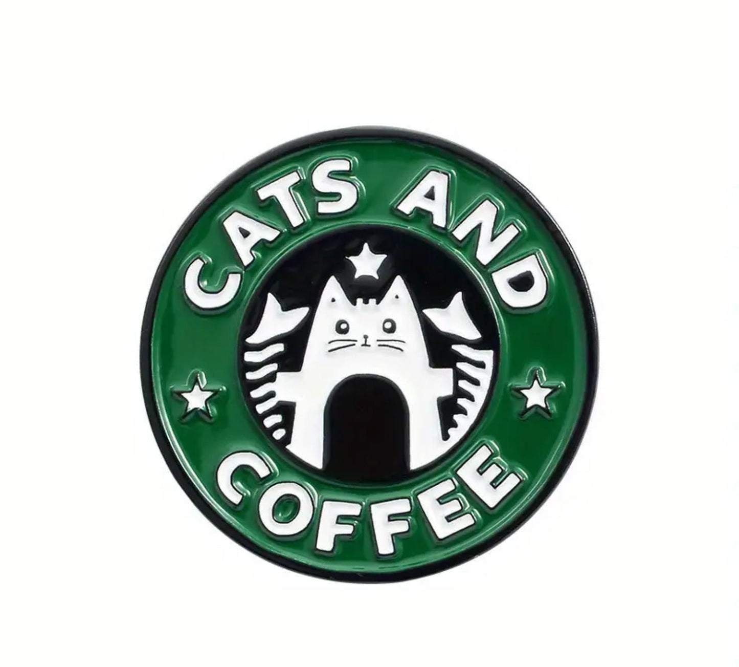 Cats and Coffee Cat Lover Enamel Pin