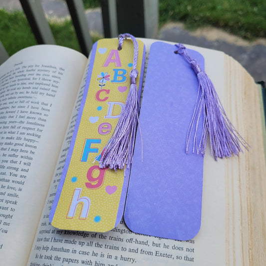 School Colors Bookmark with Silky Tassels and Cute Charm - Handmade Gift for Book Lovers