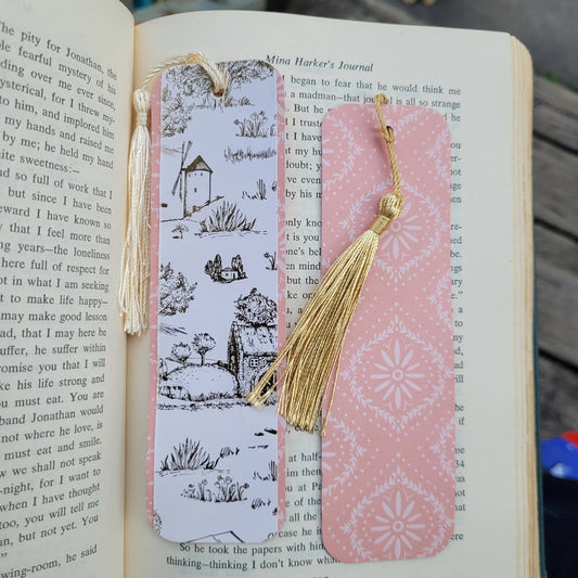 Farmland Fancy Bookmark with Silky Tassels and Cute Charm - Handmade Gift for Book Lovers