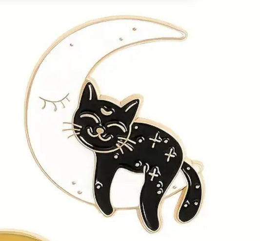 Cat Sleeping on Moon  Enamel Pin