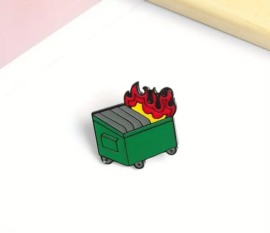 Dumpster Fire Funny  Enamel Pin