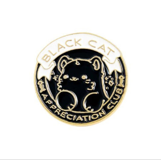 Black Cat Enamel Pin - Cat Lover Gift Black Cat Appreciation Club Pin