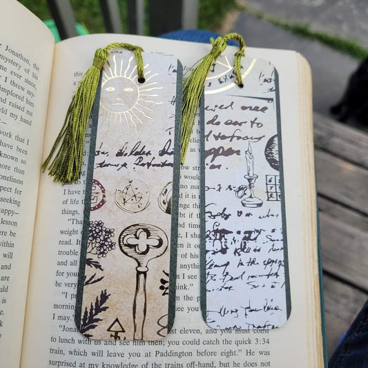 Mystical Writings Bookmark with Silky Tassels and Cute Charm - Handmade Gift for Book Lovers