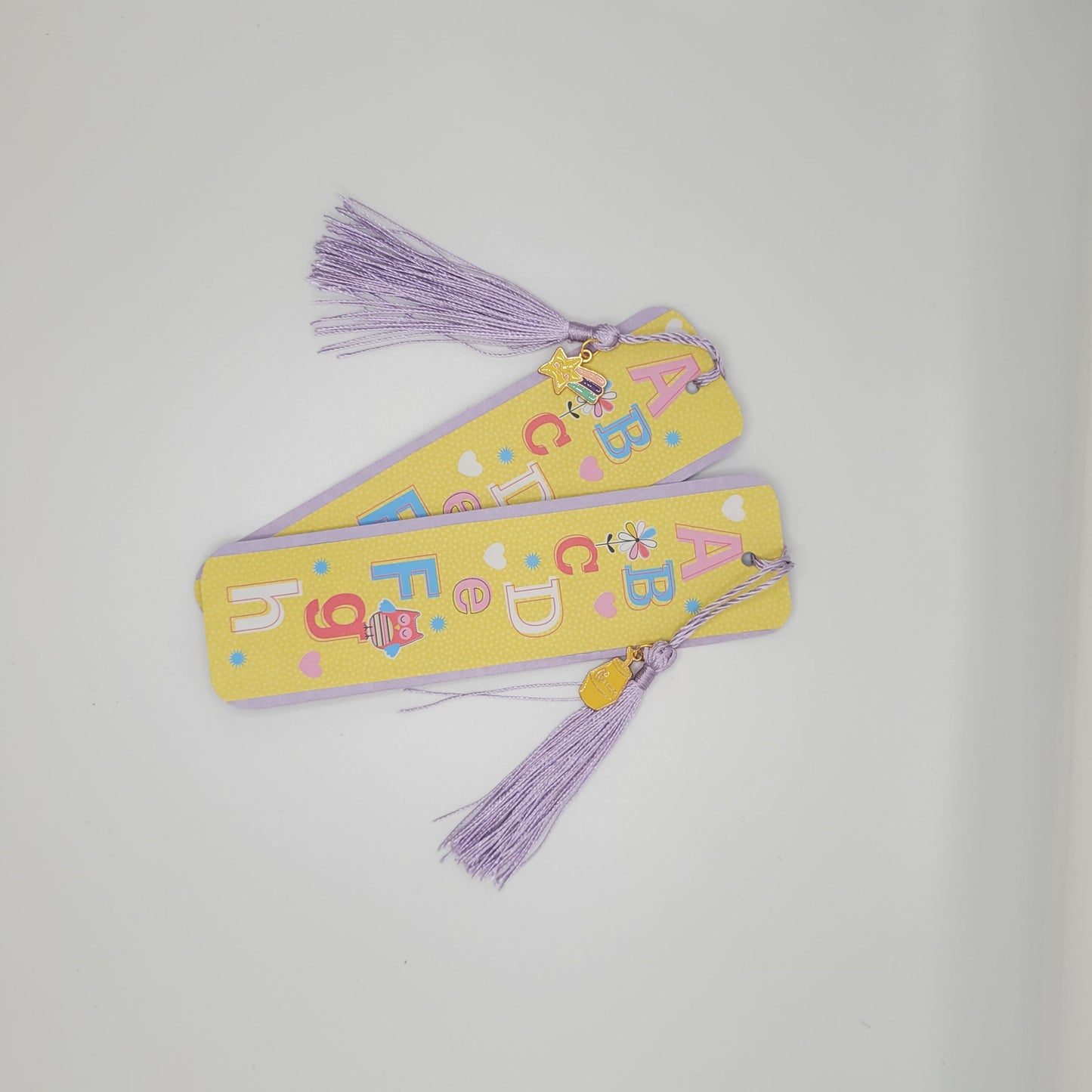 School Colors Bookmark with Silky Tassels and Cute Charm - Handmade Gift for Book Lovers