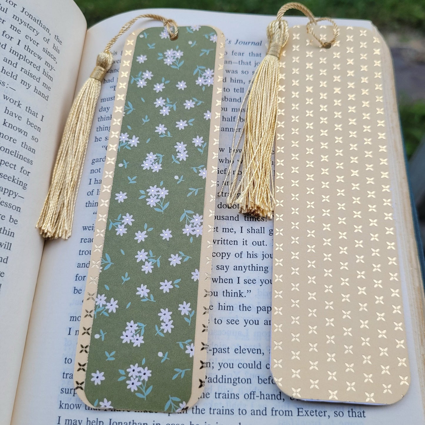 Floral Gold Bookmark with Silky Tassels and Cute Charm - Handmade Gift for Book Lovers