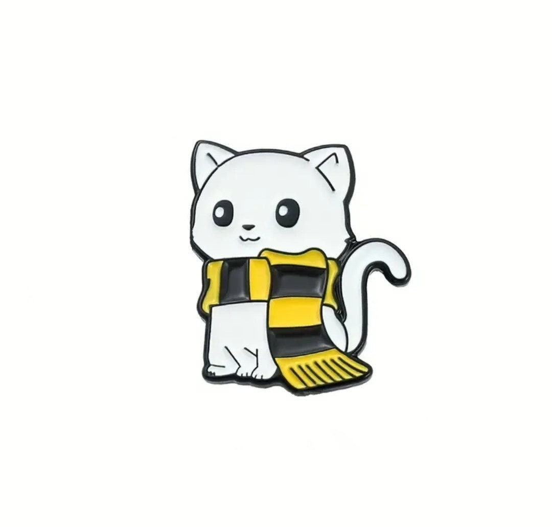 Cat in Yellow/Black Scarf Magic School  Enamel Pin